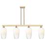 Brookhaven Flute 48"W 4 Light Champagne Stem Island Light w/ Opal Shade