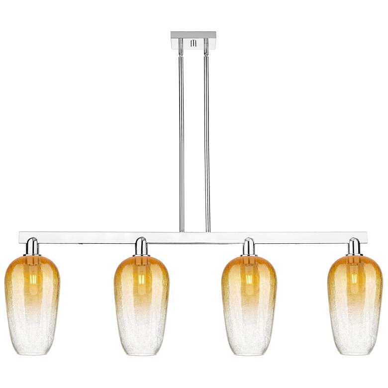 Image 1 Brookhaven Flute 48"W 4 Light Chrome Stem Island Light With Amber Shade