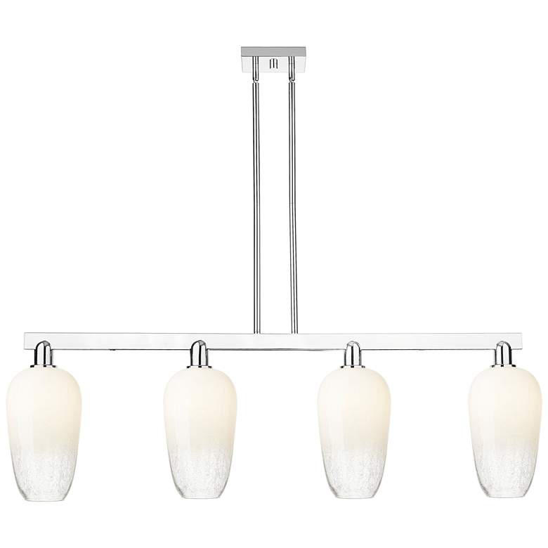 Image 1 Brookhaven Flute 48"W 4 Light Chrome Stem Island Light With Opal Shade