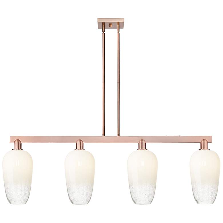 Image 1 Brookhaven Flute 48"W 4 Light Copper Stem Island Light With Opal Shade
