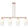Brookhaven Flute 48"W 4 Light Copper Stem Island Light With Opal Shade