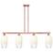 Brookhaven Flute 48"W 4 Light Copper Stem Island Light With Opal Shade