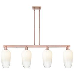 Brookhaven Flute 48"W 4 Light Copper Stem Island Light With Opal Shade