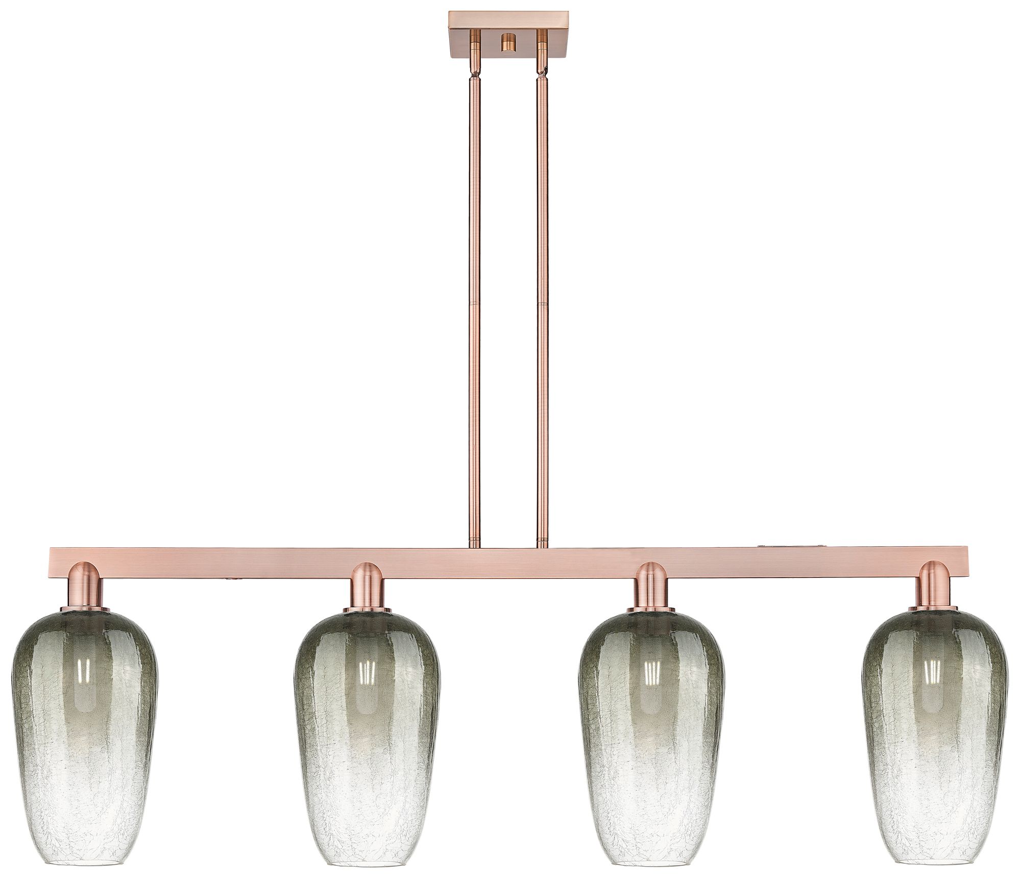 Brookhaven Flute 48"W 4 Light Copper Stem Island Light With Slate Shade