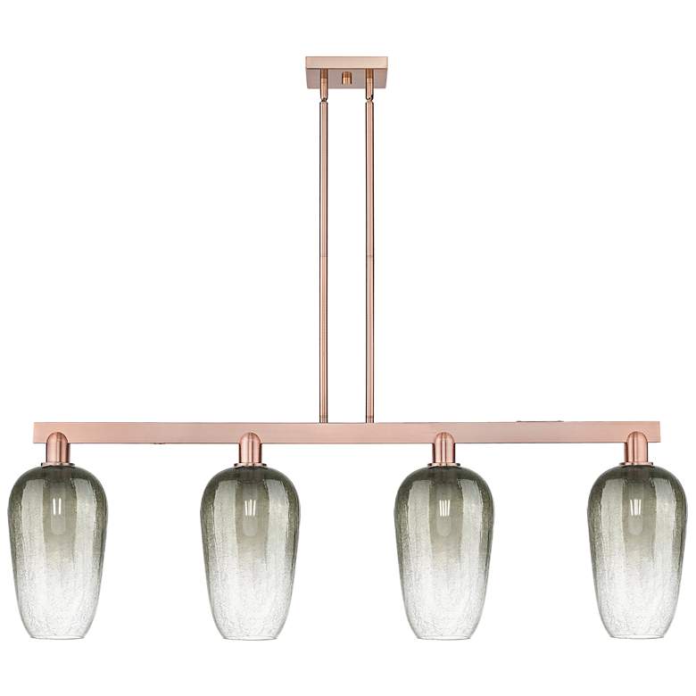 Image 1 Brookhaven Flute 48"W 4 Light Copper Stem Island Light With Slate Shade