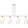 Brookhaven Flute 48"W 4 Light Nickel Stem Island Light w/ Opal Shade