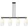 Brookhaven Flute 48"W 4-Lt Black Brass Stem Island-Lt w/ Opal Shade