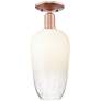 Brookhaven Flute 7"W Antique Copper Semi-Flush Mount With Opal Shade