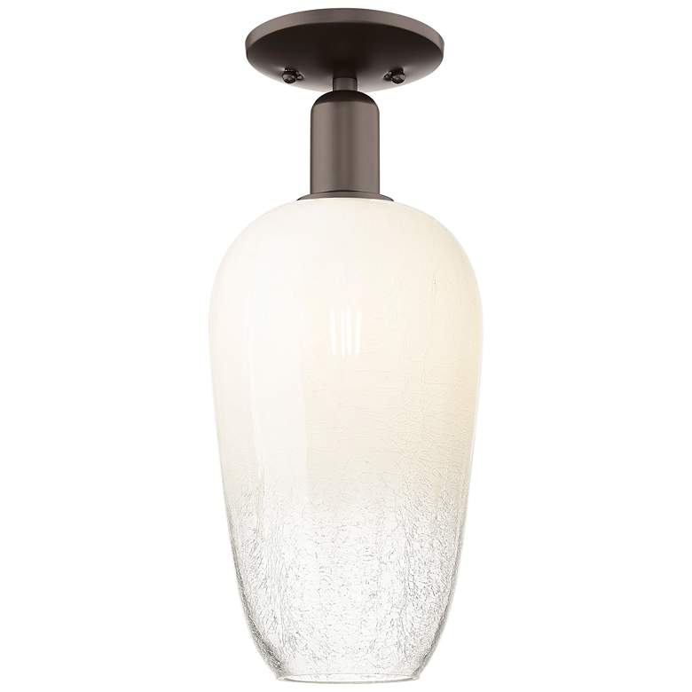 Image 1 Brookhaven Flute 7"W Oil Rubbed Bronze Semi-Flush Mount With Opal Shade