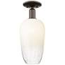 Brookhaven Flute 7"W Oil Rubbed Bronze Semi-Flush Mount With Opal Shade