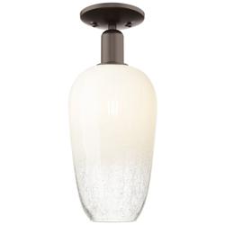 Brookhaven Flute 7"W Oil Rubbed Bronze Semi-Flush Mount With Opal Shade