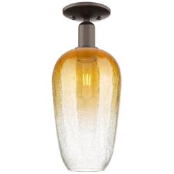 Brookhaven Flute 7"W Oil Rubbed Bronze Semi-Flush With Amber Shade