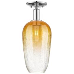 Brookhaven Flute 7"W Polished Chrome Semi-Flush Mount With Amber Shade