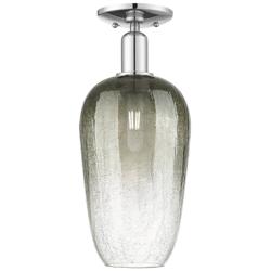 Brookhaven Flute 7"W Polished Chrome Semi-Flush Mount With Slate Shade