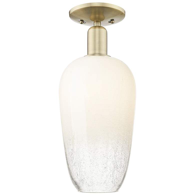 Image 1 Brookhaven Flute 7" Wide Antique Brass Semi-Flush Mount With Opal Shade