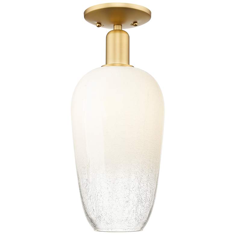 Image 1 Brookhaven Flute 7" Wide Satin Gold Semi-Flush Mount With Opal Shade