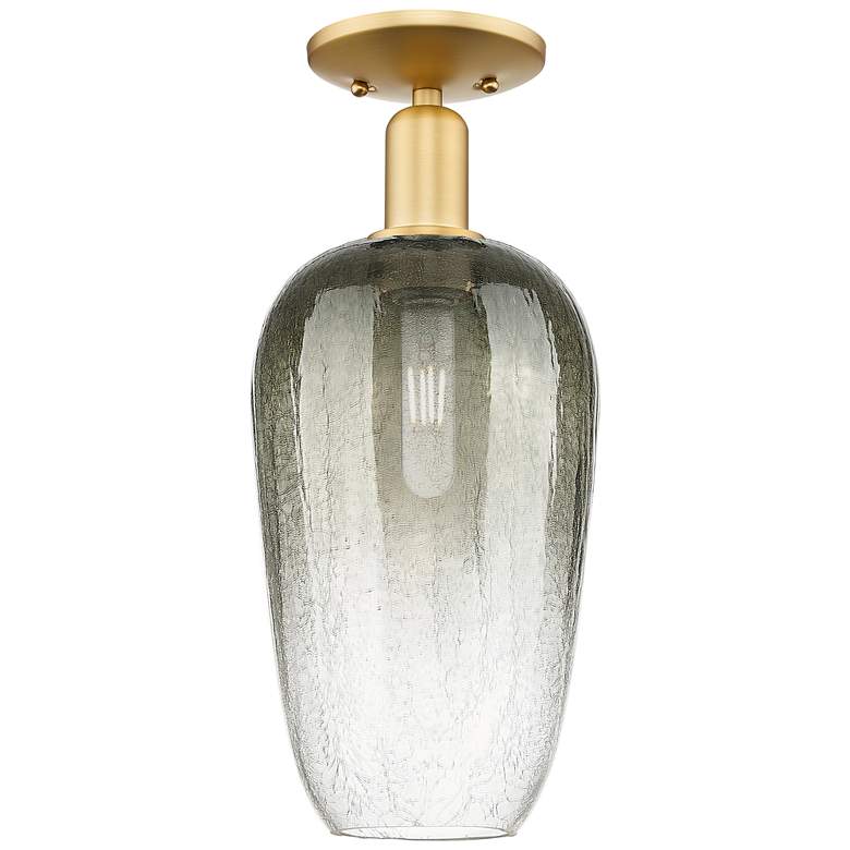 Image 1 Brookhaven Flute 7" Wide Satin Gold Semi-Flush Mount With Slate Shade
