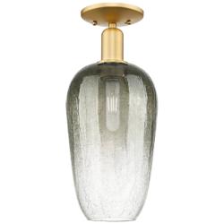 Brookhaven Flute 7" Wide Satin Gold Semi-Flush Mount With Slate Shade