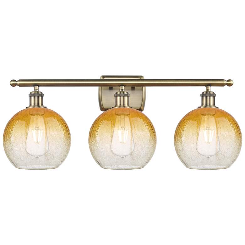 Image 1 Brookhaven Globe 11"H 3-Light Antique Brass Vanity Light w/ Amber Shade