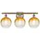 Brookhaven Globe 11"H 3-Light Antique Brass Vanity Light w/ Amber Shade