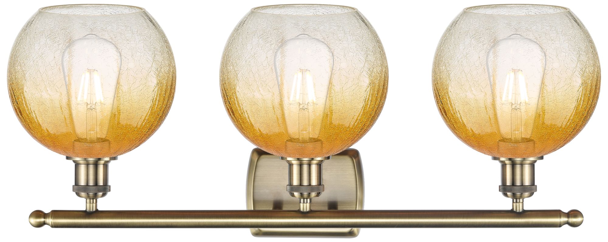Image 2 Brookhaven Globe 11"H 3-Light Antique Brass Vanity Light w/ Amber Shade more views