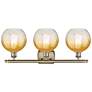 Brookhaven Globe 11"H 3-Light Antique Brass Vanity Light w/ Amber Shade