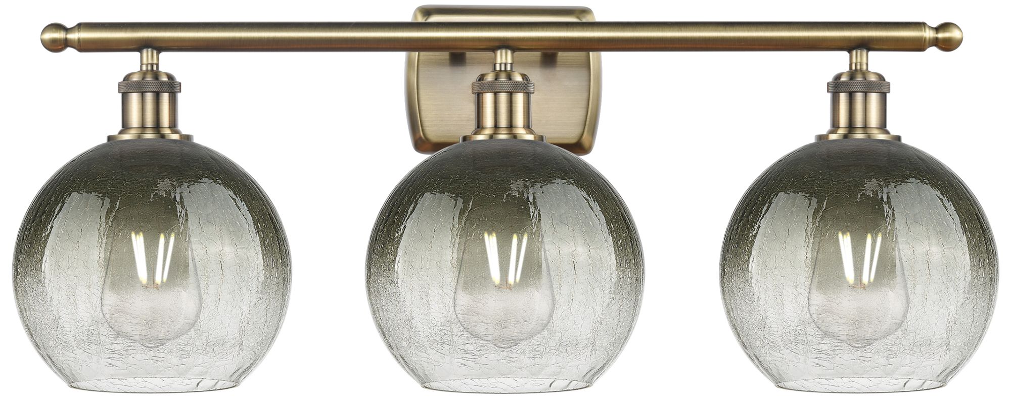 Brookhaven Globe 11"H 3-Light Antique Brass Vanity Light w/ Slate Shade