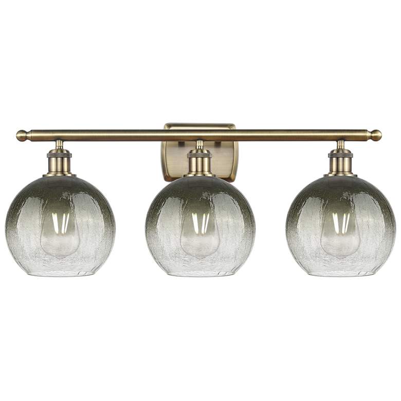 Image 1 Brookhaven Globe 11"H 3-Light Antique Brass Vanity Light w/ Slate Shade