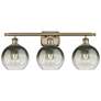 1_Brookhaven Globe 11"H 3-Light Antique Brass Vanity Light w/ Slate Shade