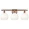 Brookhaven Globe 11"H 3-Light Antique Copper Vanity Light w/ Opal Shade