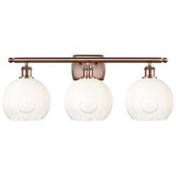 Brookhaven Globe 11"H 3-Light Antique Copper Vanity Light w/ Opal Shade