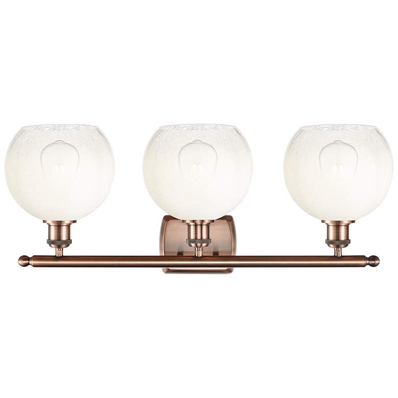 Image 2 Brookhaven Globe 11"H 3-Light Antique Copper Vanity Light w/ Opal Shade more views