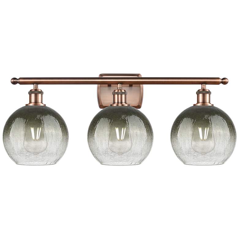 Image 1 Brookhaven Globe 11"H 3-Light Antique Copper Vanity Light w/ Slate Shade