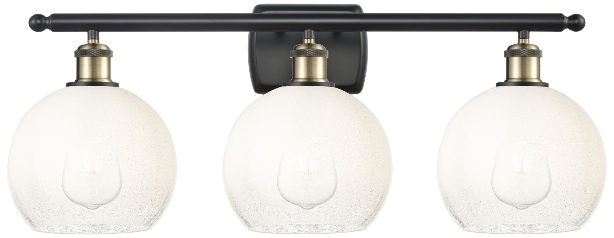 Brookhaven Globe 11"H 3-Light Black Brass Bath Vanity Light w/ Opal Shade