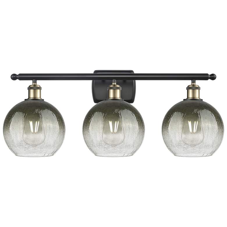 Image 1 Brookhaven Globe 11"H 3-Light Black Brass Bath Vanity Light w/ Slate Shade