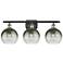 Brookhaven Globe 11"H 3-Light Black Brass Bath Vanity Light w/ Slate Shade