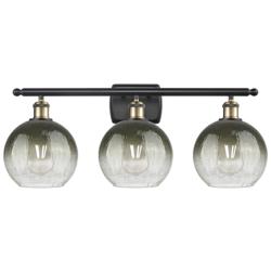 Brookhaven Globe 11"H 3-Light Black Brass Bath Vanity Light w/ Slate Shade