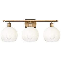 Brookhaven Globe 11"H 3-Light Brushed Brass Vanity Light w/ Opal Shade