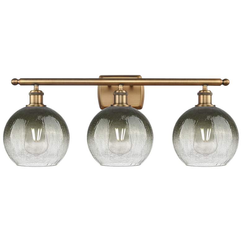 Image 1 Brookhaven Globe 11"H 3-Light Brushed Brass Vanity Light w/ Slate Shade