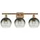 Brookhaven Globe 11"H 3-Light Brushed Brass Vanity Light w/ Slate Shade