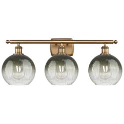 Brookhaven Globe 11"H 3-Light Brushed Brass Vanity Light w/ Slate Shade