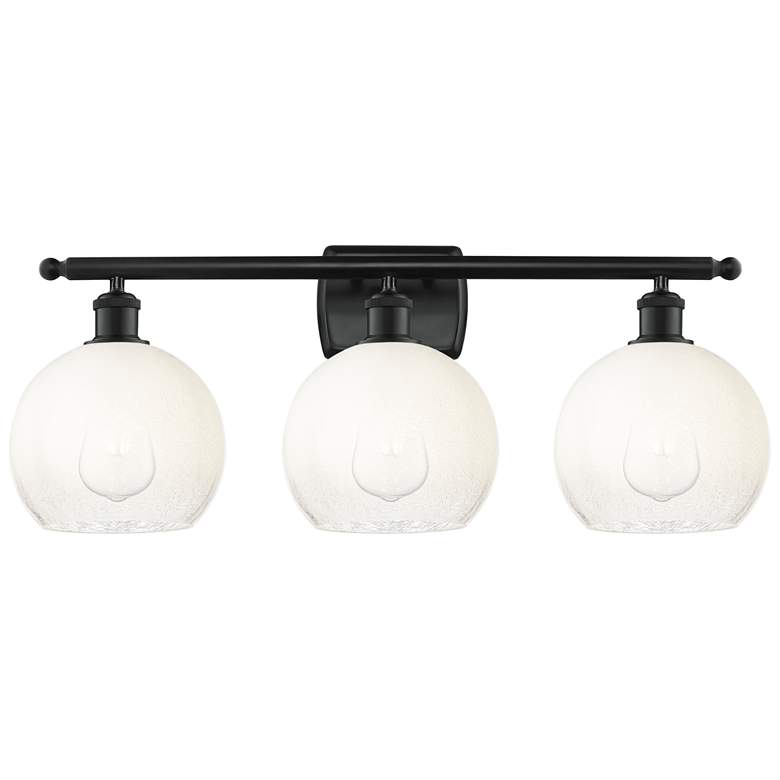 Image 1 Brookhaven Globe 11"H 3-Light Matte Black Bath Vanity Light w/ Opal Shade