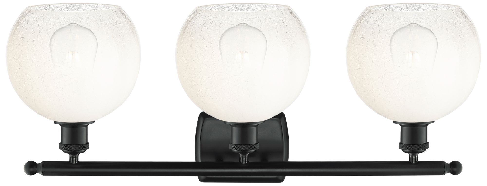 Thumbnail2 of Brookhaven Globe 11"H 3-Light Matte Black Bath Vanity Light w/ Opal Shade more views