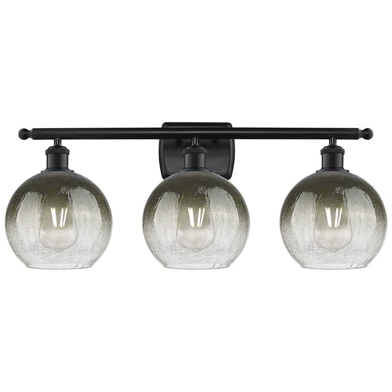 Image 1 Brookhaven Globe 11"H 3-Light Matte Black Bath Vanity Light w/ Slate Shade