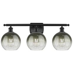Brookhaven Globe 11"H 3-Light Matte Black Bath Vanity Light w/ Slate Shade