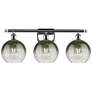 1_Brookhaven Globe 11"H 3-Light Polished Chrome Vanity Light w/ Slate Shade