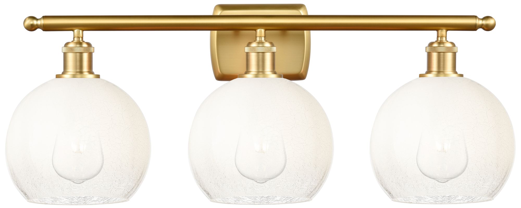 Brookhaven Globe 11"H 3-Light Satin Gold Bath Vanity Light w/ Opal Shade