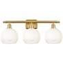 1_Brookhaven Globe 11"H 3-Light Satin Gold Bath Vanity Light w/ Opal Shade