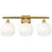 Brookhaven Globe 11"H 3-Light Satin Gold Bath Vanity Light w/ Opal Shade