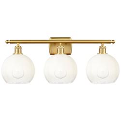 Brookhaven Globe 11"H 3-Light Satin Gold Bath Vanity Light w/ Opal Shade